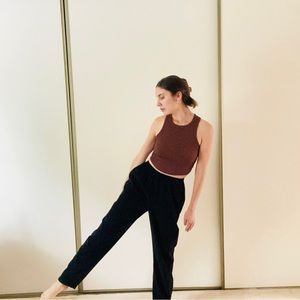 Black Vintage Bob Modie Wearable Art straight leg pants elastic waistband small